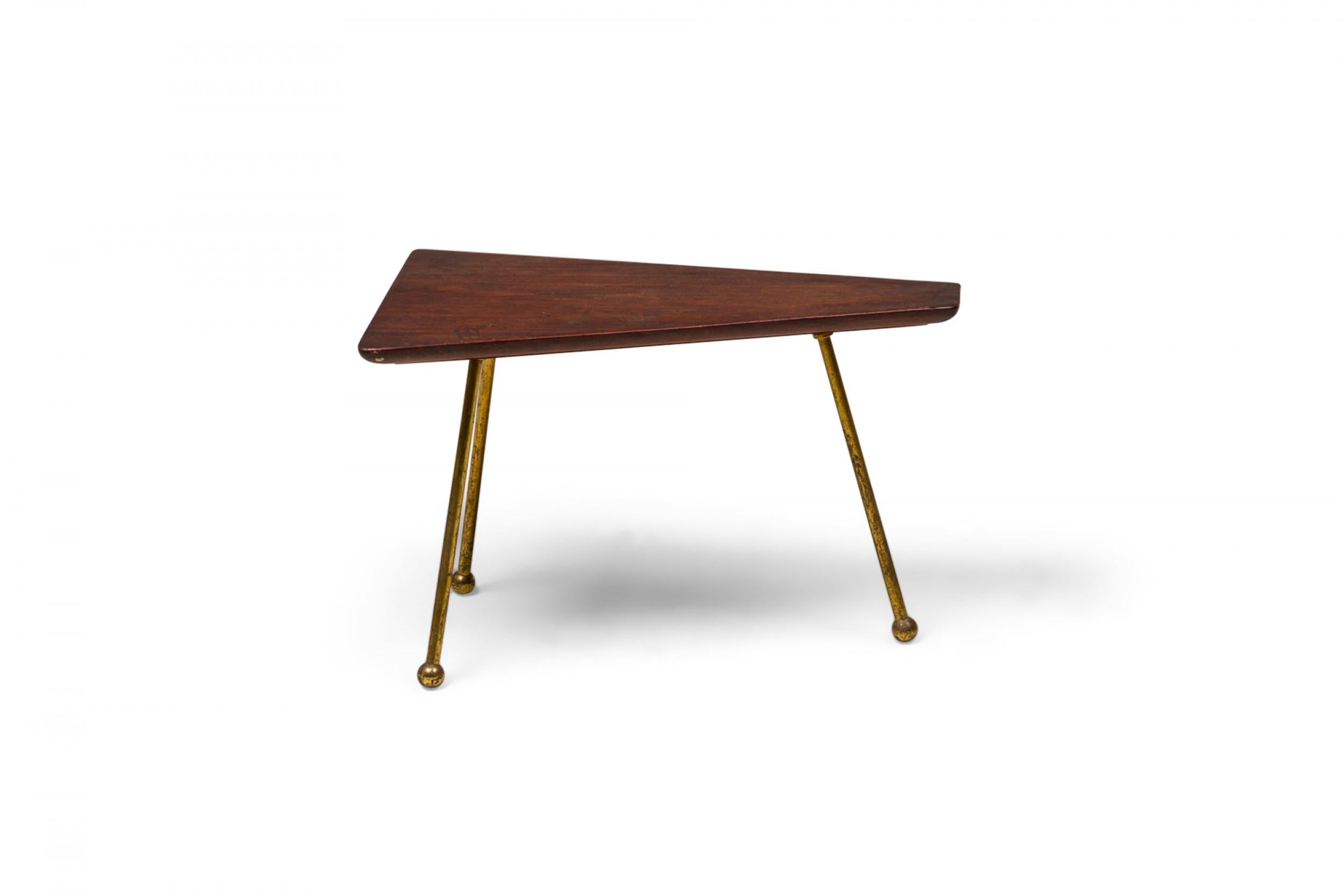 Set di 2 pezzi di tavolini poligonali americani di metà secolo in Wood e ottone in vendita 8