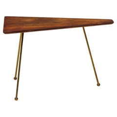 Set di 2 pezzi di tavolini poligonali americani di metà secolo in Wood e ottone