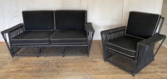 2 Piece Split Reed / Stick Wicker Settee and Chair Set