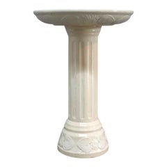2-Piece White Glazed Porcelain Garden Birdbath C1930