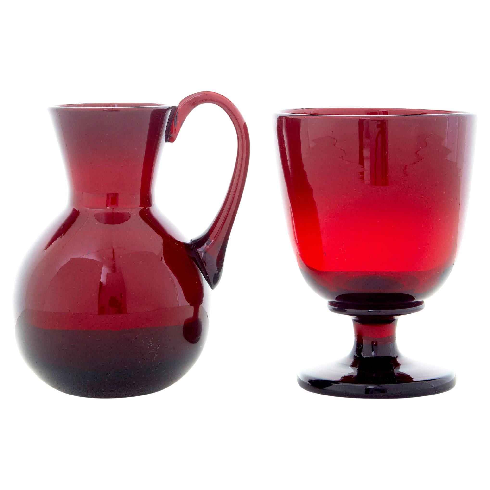 2 piece’s of 1950’s red art glass by Monica Bratt