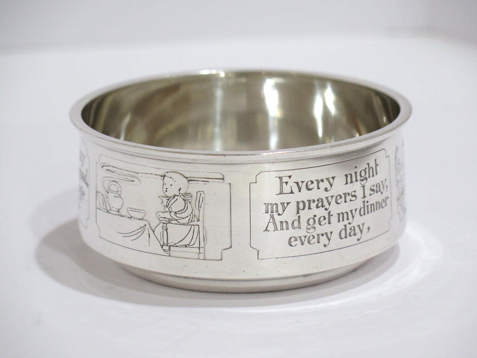 American 2 Pieces, Sterling Silver Gorham Antique Child's Bowl & Plate W/ Poetic Sayings