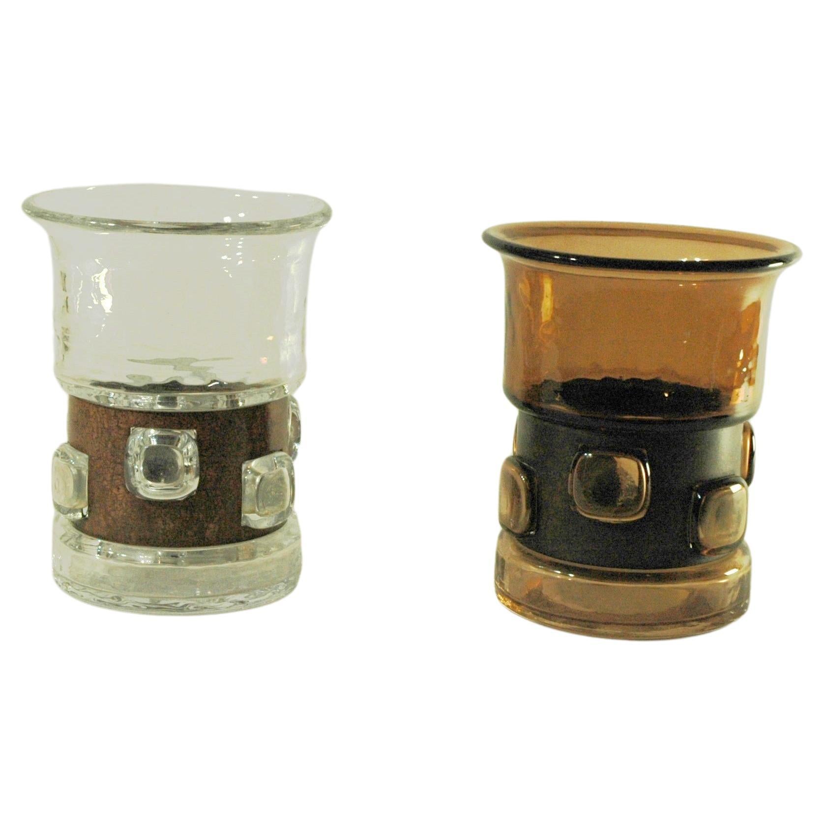 2 pieces Wiktor Berndt for Flygsfors 60´s glass vases "Tribal" For Sale