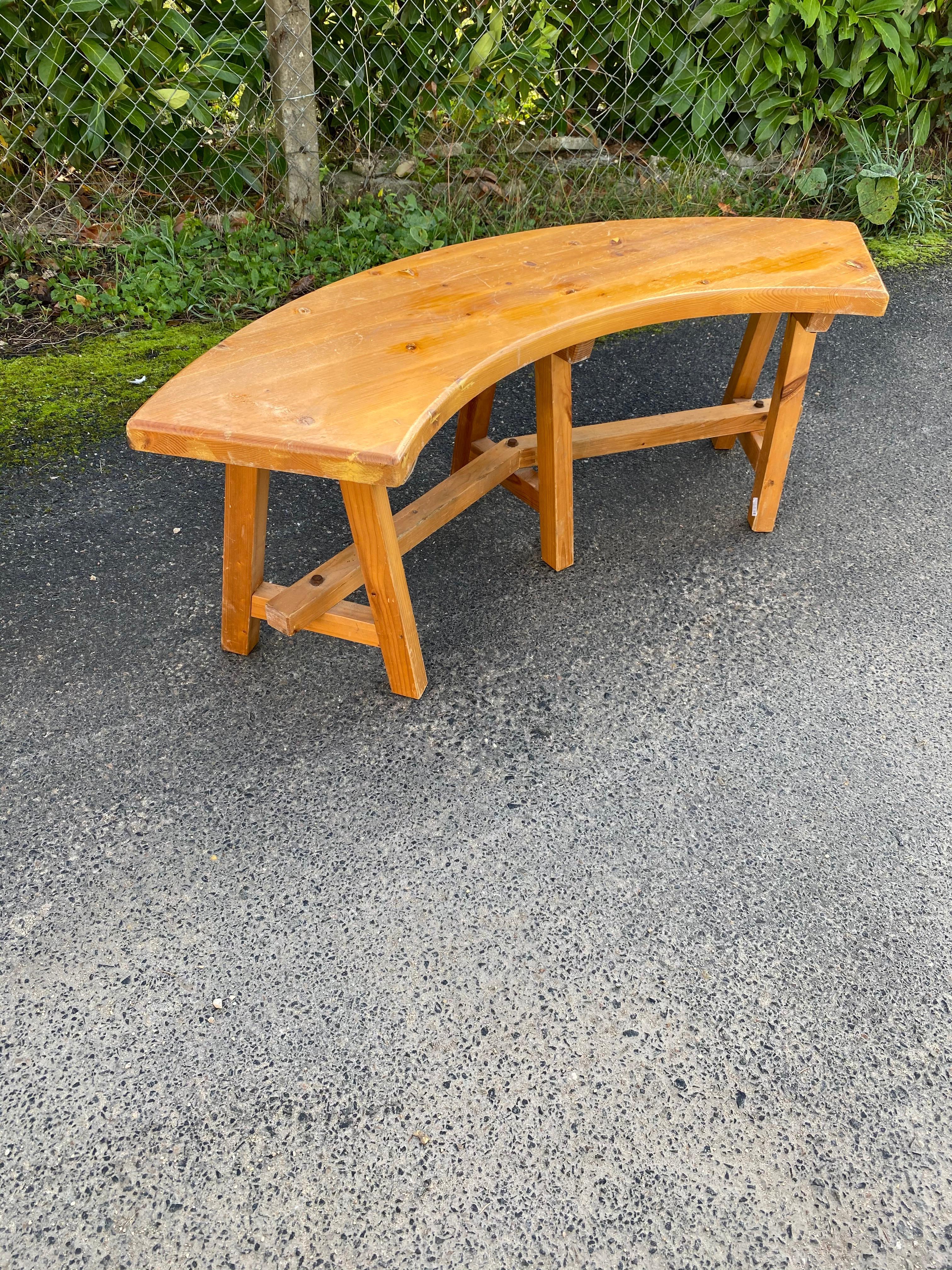 Late 20th Century 2 Pine Benches in the Style of Chapo, circa 1970 For Sale