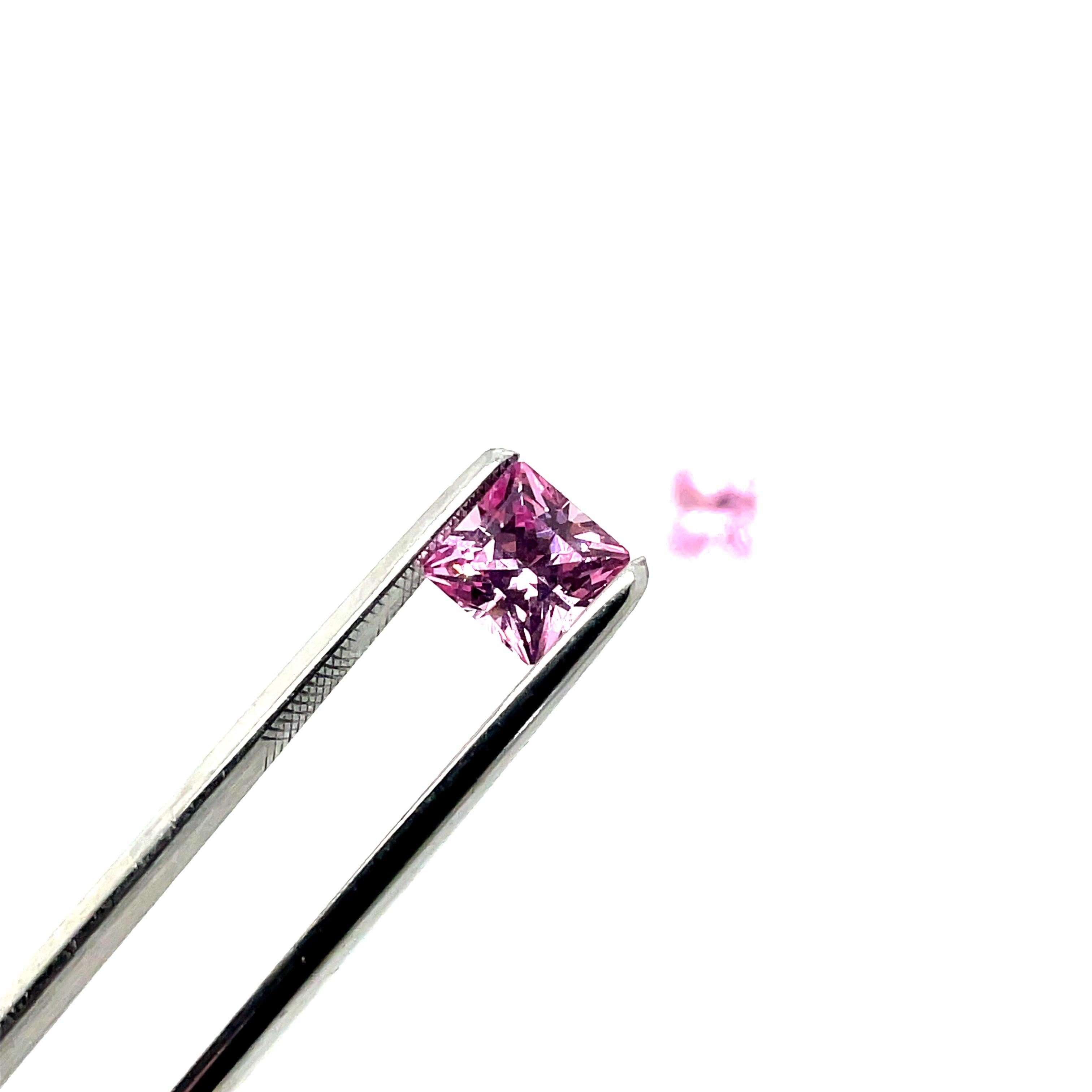 Princess Cut 2 Pink Princess-Cut Perfectly Match Spinels Pair 2.18 Cts For Sale
