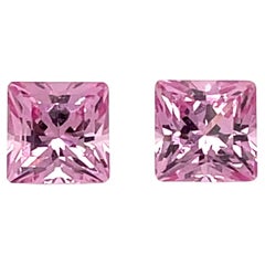 2 rosa Prinzessinnen-Schliff perfekt passen Spinelle Paar 2,18 Karat