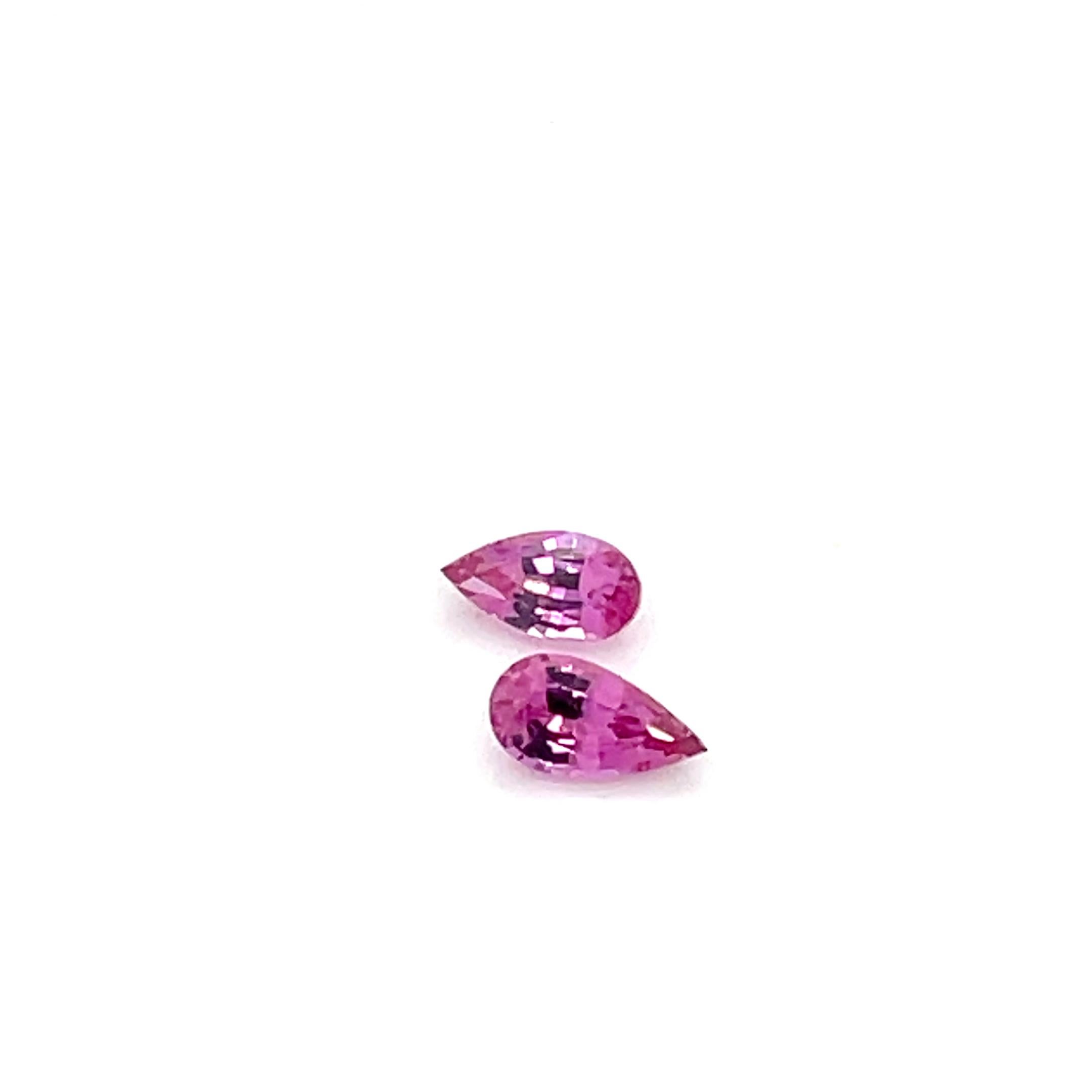 Contemporary 2 Pink Sapphire Pears Cts 0.80 For Sale