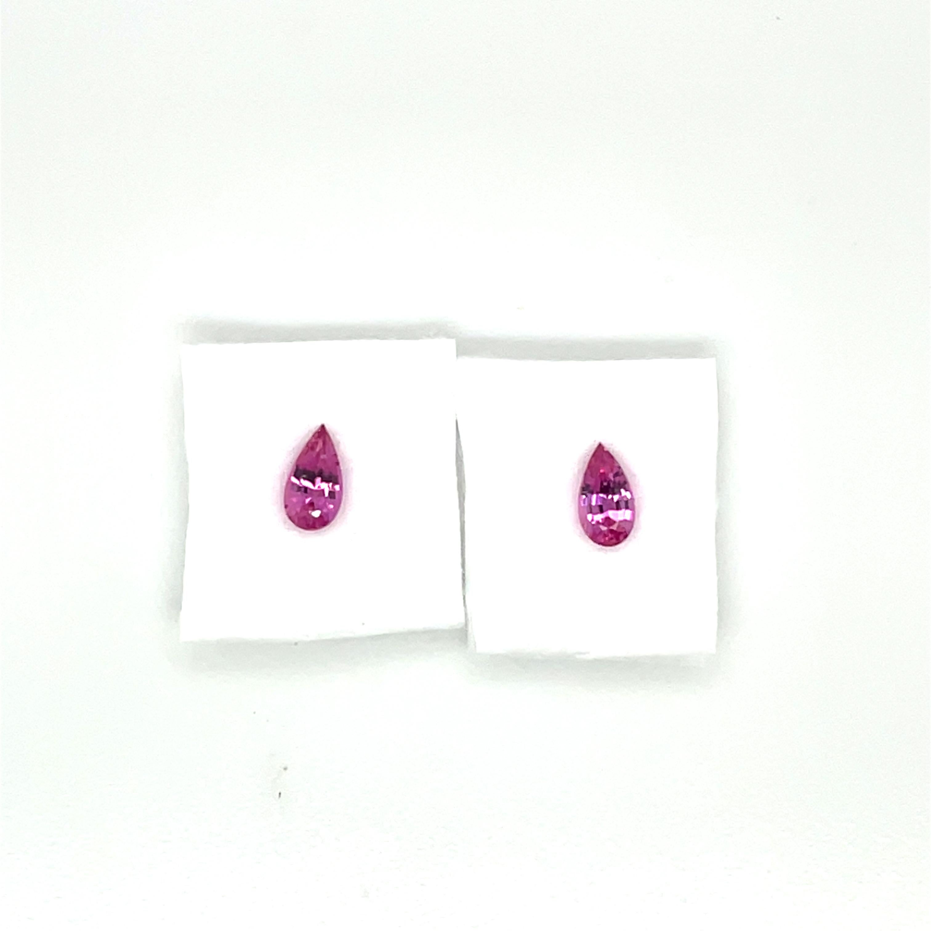 Pear Cut 2 Pink Sapphire Pears Cts 0.80 For Sale