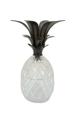 2 Polish Crystal & Bronze Lidded Pineapple Jars Urns Compotes 14"