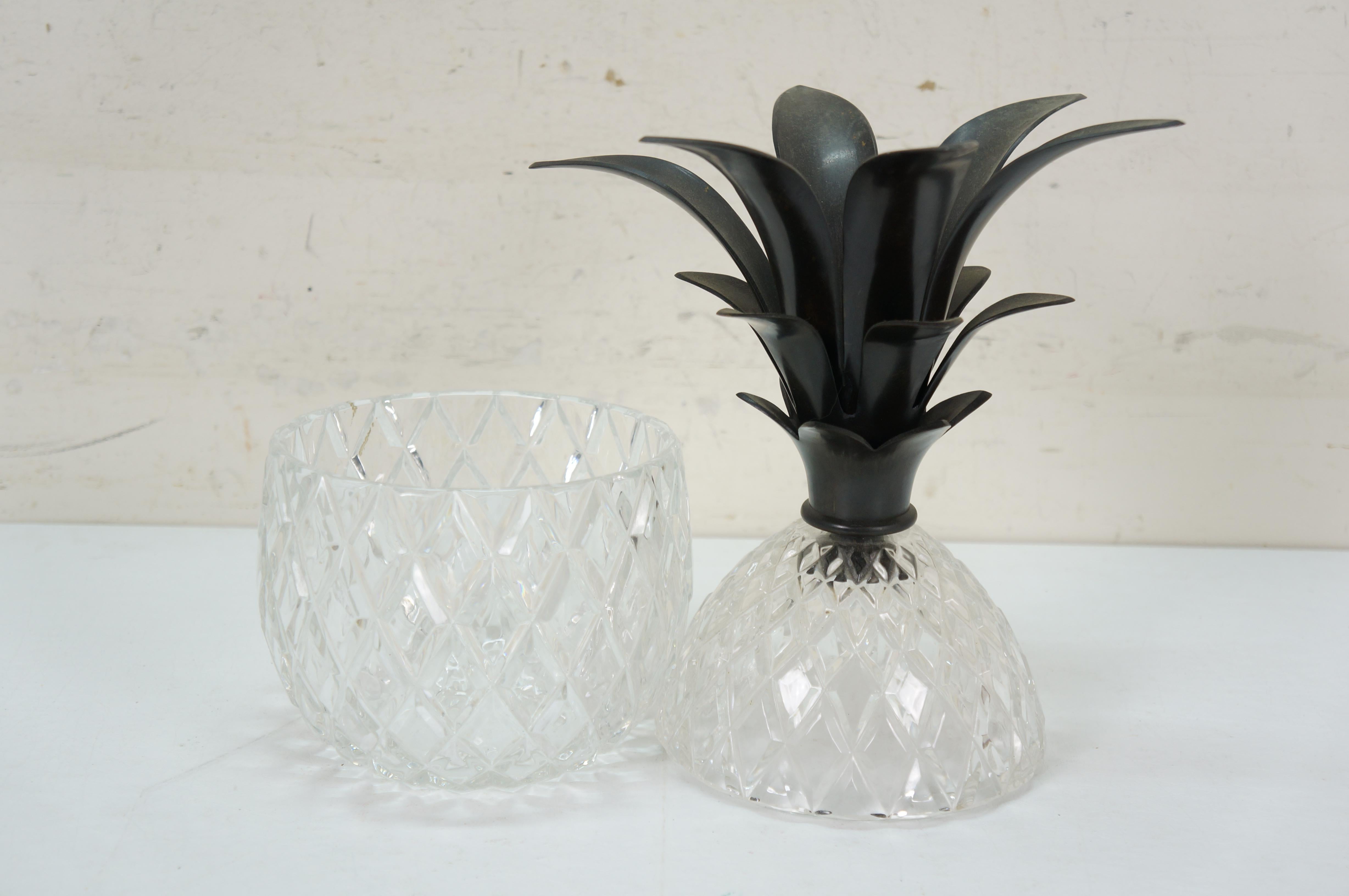 2 Polnisch Kristall & Bronze Lidded Ananas Gläser Urnen Kompotte 14