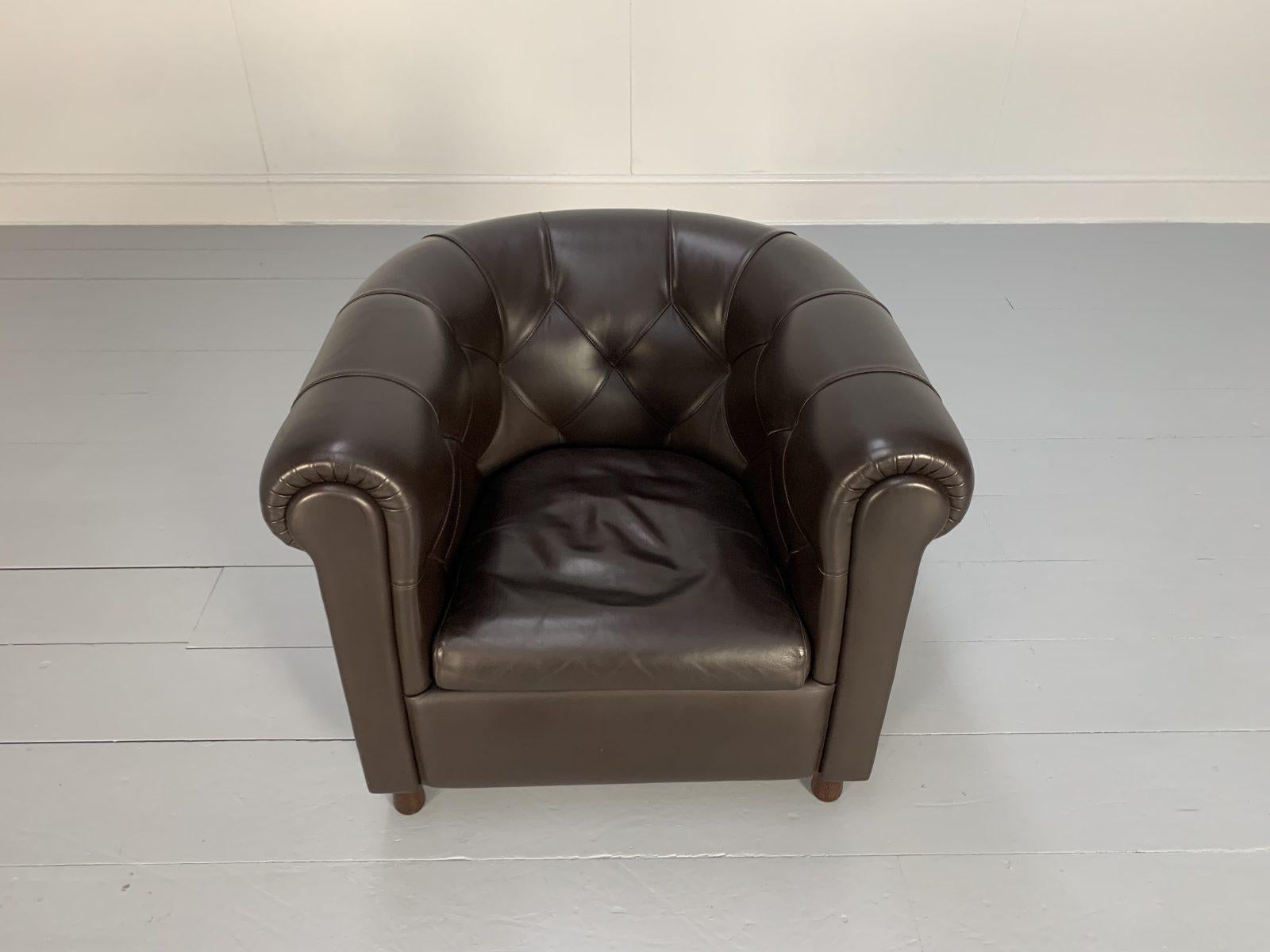 2 Poltrona Frau “Arcadia” Armchairs, in “Pelle Frau” Dark Brown Leather For Sale 6