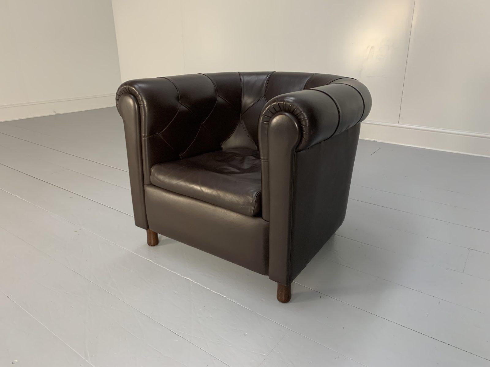 2 Poltrona Frau “Arcadia” Armchairs, in “Pelle Frau” Dark Brown Leather For Sale 9