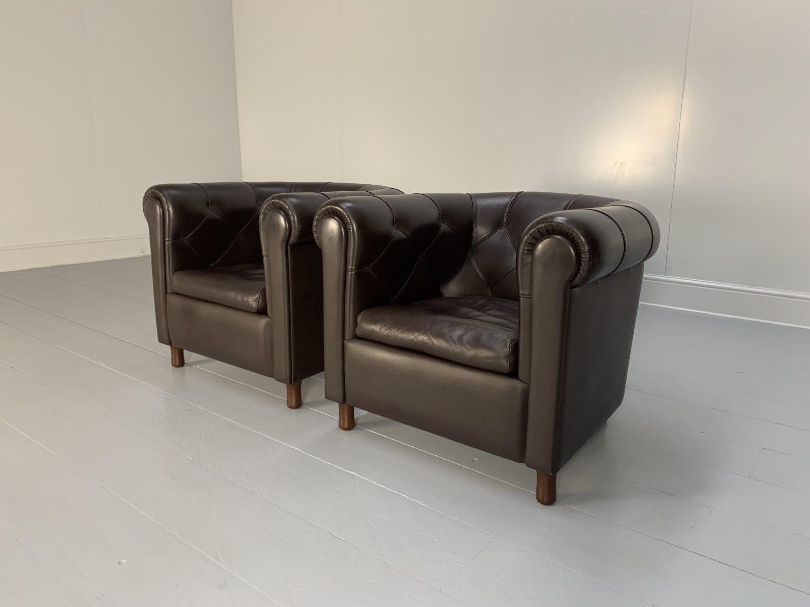 Contemporary 2 Poltrona Frau “Arcadia” Armchairs, in “Pelle Frau” Dark Brown Leather For Sale