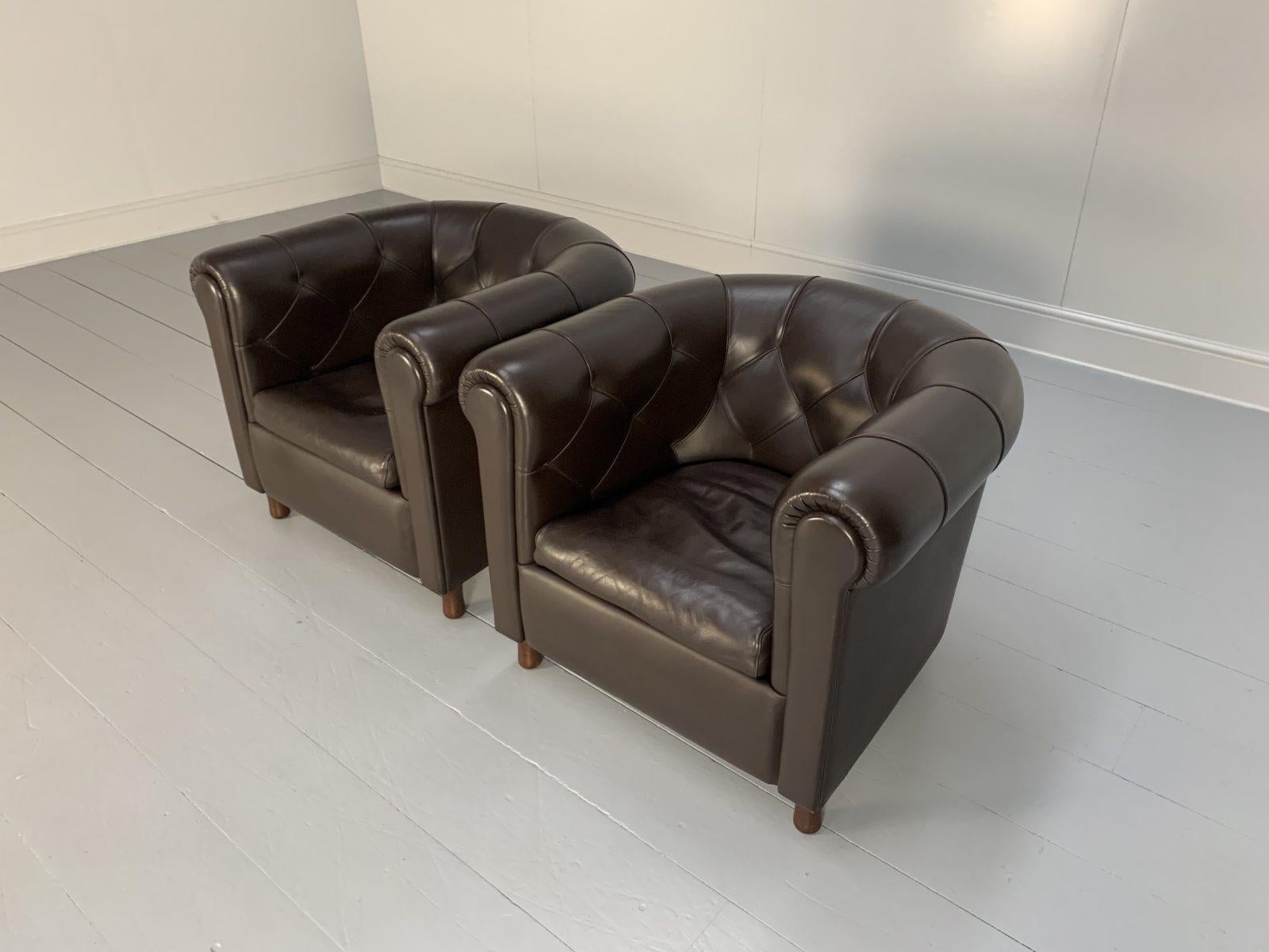2 Poltrona Frau “Arcadia” Armchairs, in “Pelle Frau” Dark Brown Leather For Sale 1