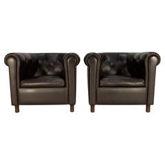 2 Poltrona Frau “Arcadia” Armchairs, in “Pelle Frau” Dark Brown Leather