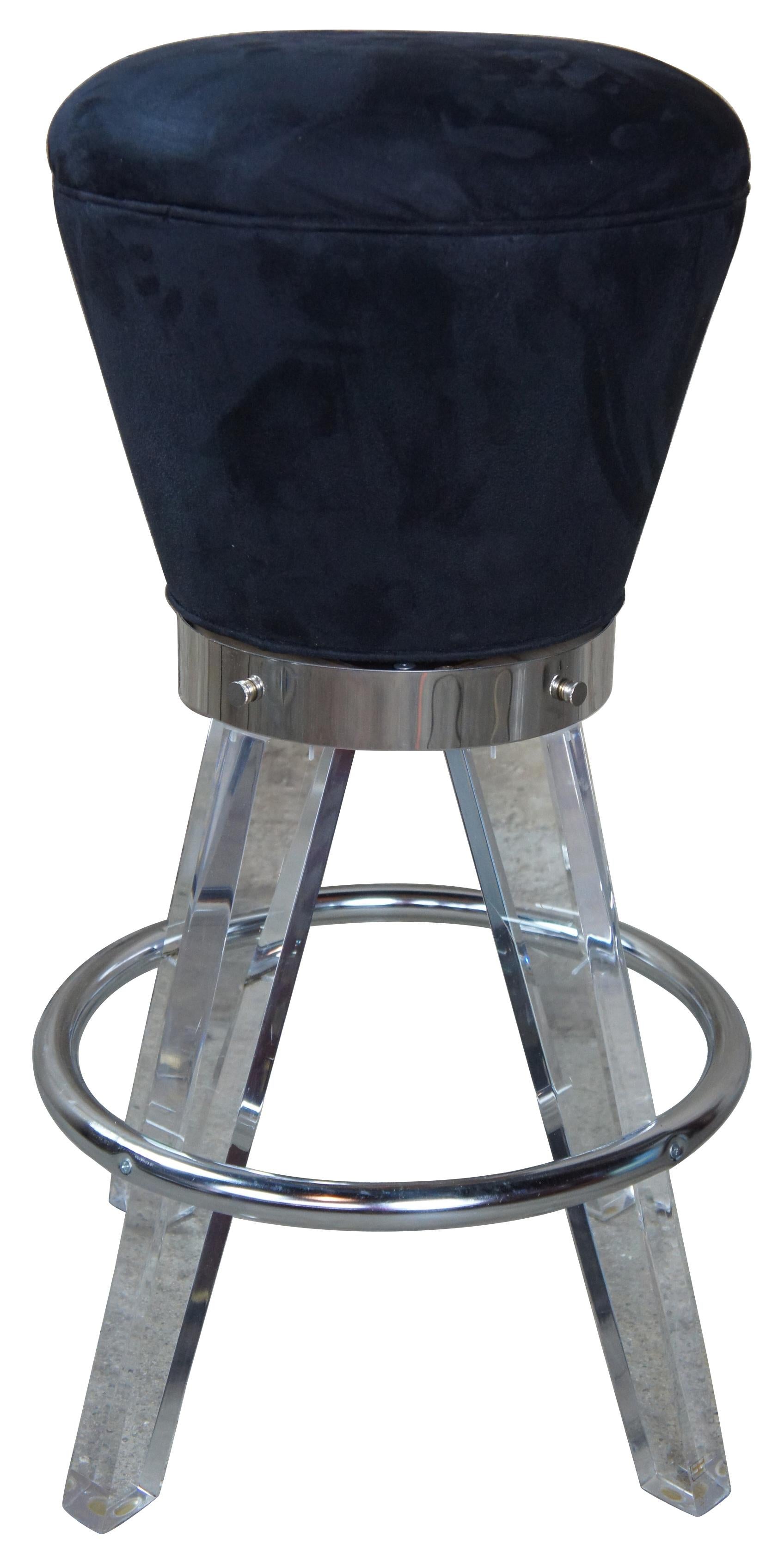Post-Modern 2 Postmodern H. Studio Lucite and Chrome Gumdrop Bar Counter Stools Haziza