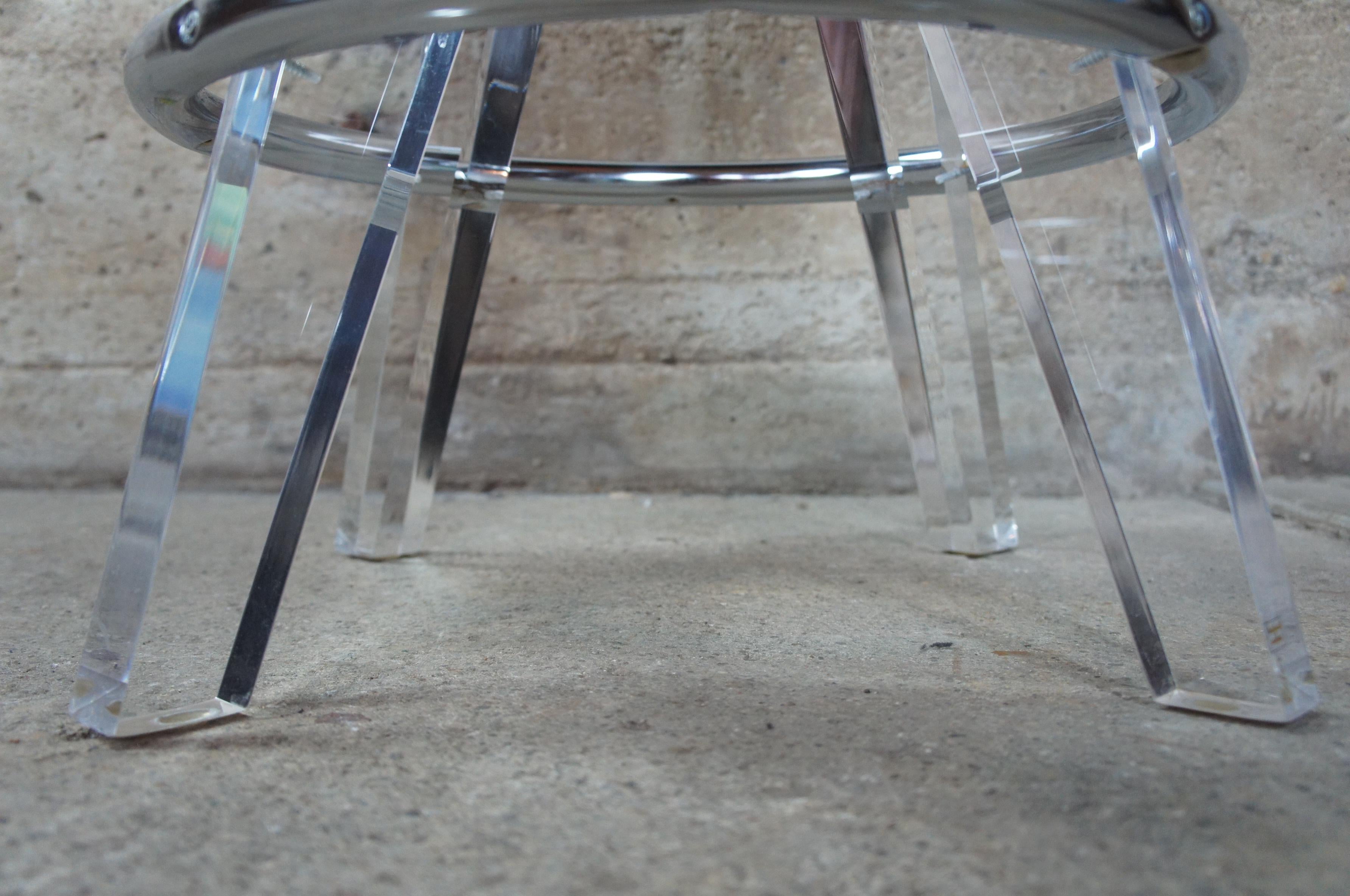 20th Century 2 Postmodern H. Studio Lucite and Chrome Gumdrop Bar Counter Stools Haziza