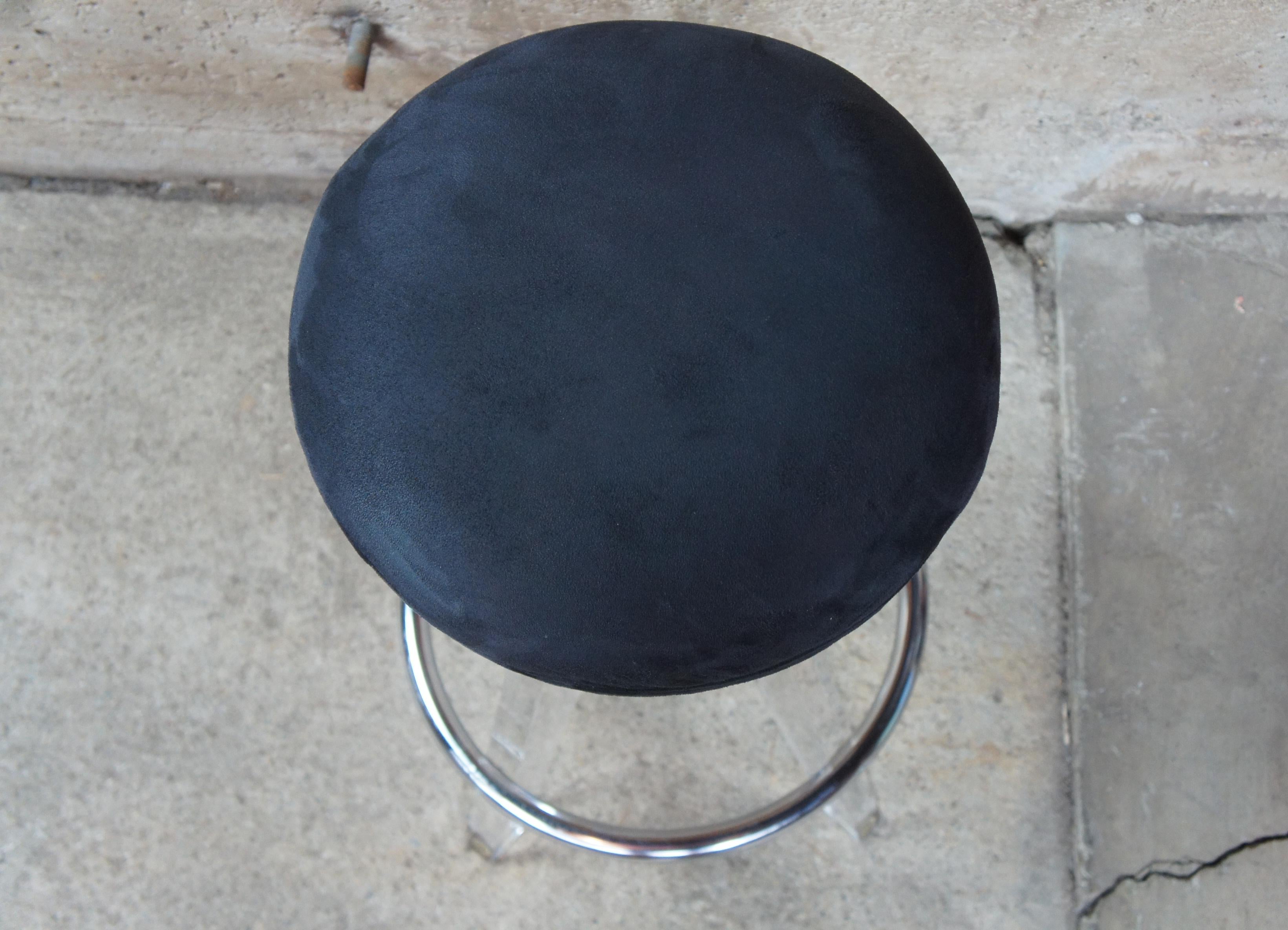 Velvet 2 Postmodern H. Studio Lucite and Chrome Gumdrop Bar Counter Stools Haziza