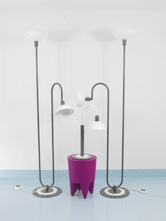 2 Postmodern 1980s Memphis Style Uplighter Floor Lamps, Torchiere, Italy, 1980s