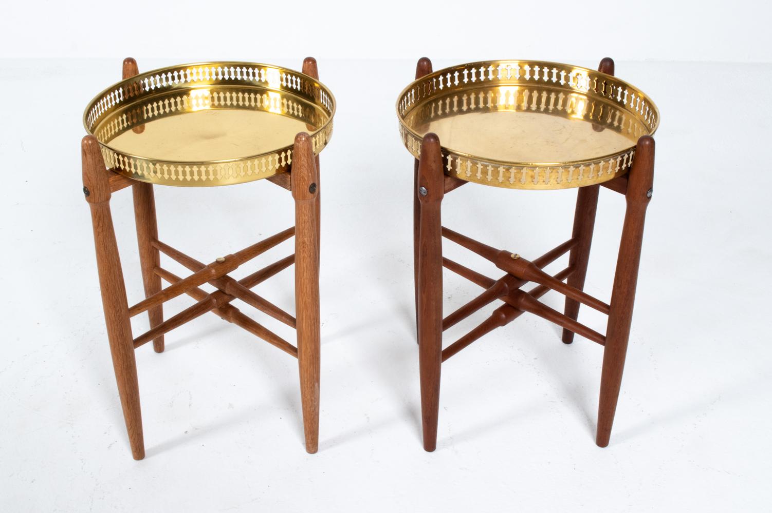 (2) Poul Hundevad Brass Tray Top Side Tables 4