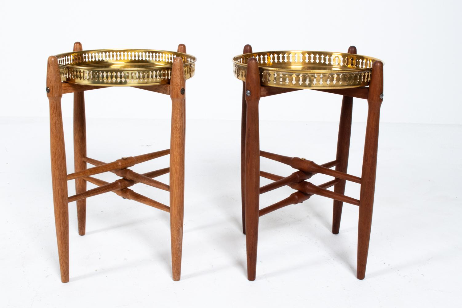 (2) Poul Hundevad Brass Tray Top Side Tables 5