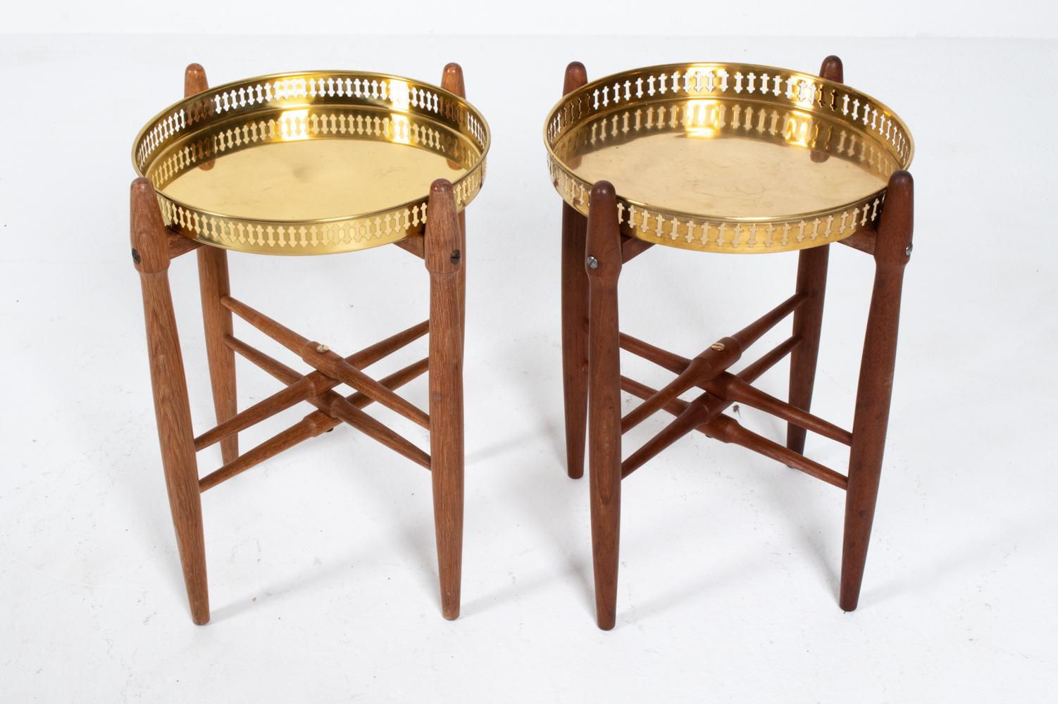 (2) Poul Hundevad Brass Tray Top Side Tables 6