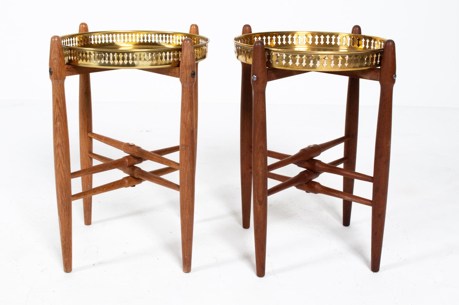 (2) Poul Hundevad Brass Tray Top Side Tables 7