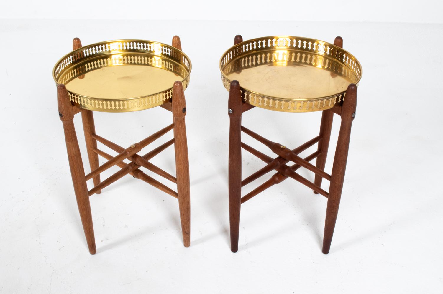 (2) Poul Hundevad Brass Tray Top Side Tables 8