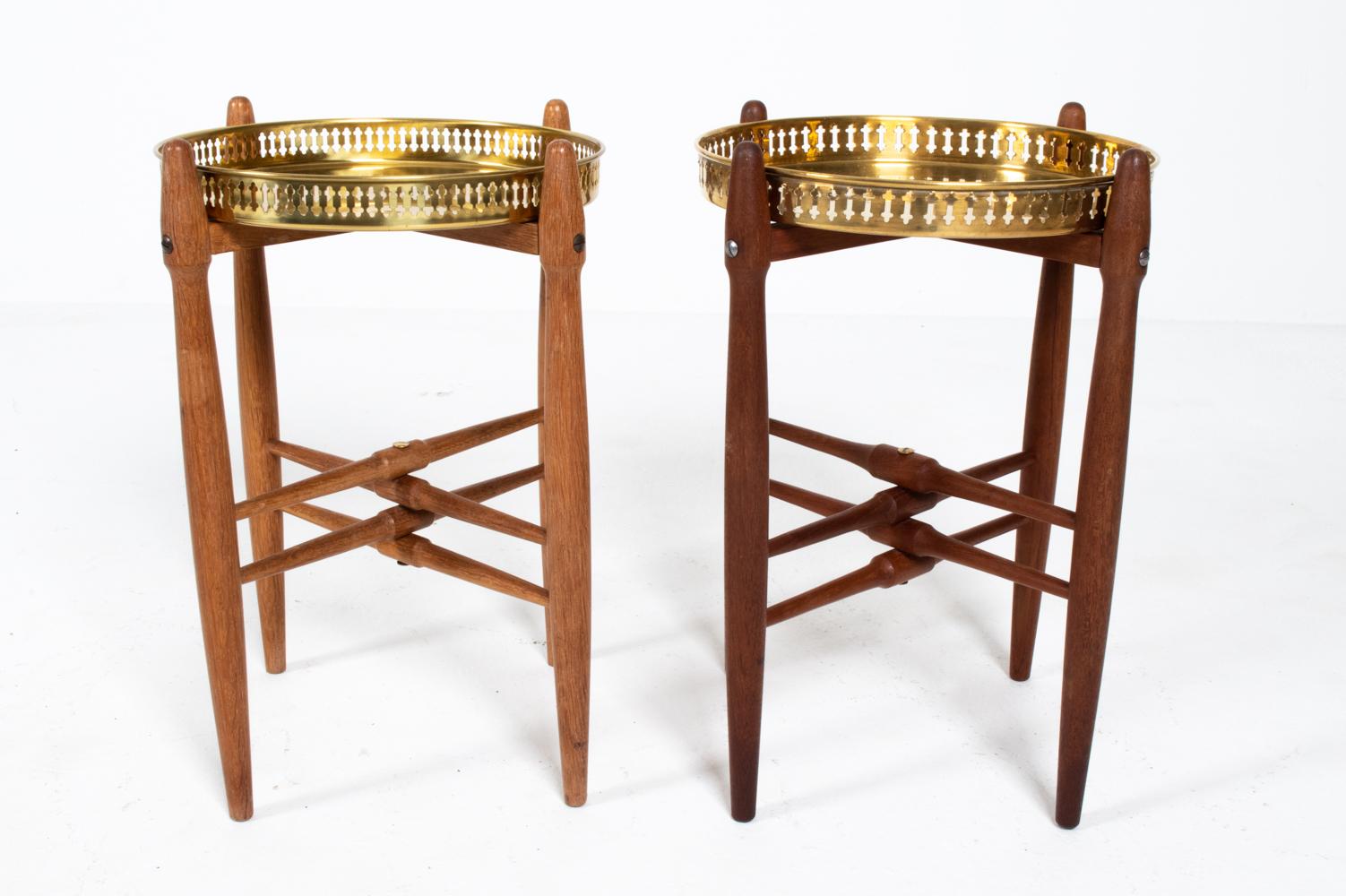 (2) Poul Hundevad Brass Tray Top Side Tables 9