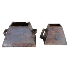 Primitive Antique Chinese Japanese Wooden Rice Grain Harvest Bucket ...