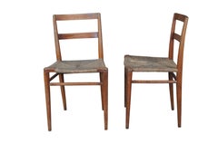 2 chaises d'appoint de salle à manger en érable à dossier échelonné, de style Shaker, primitives et antiques, assise en joncs