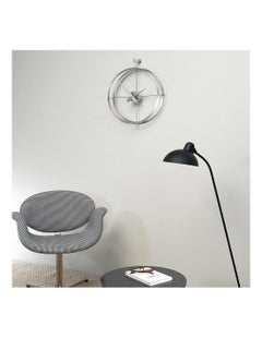 Modern Wall Clock by Designer Nomon, Chrome and Steel, Handmade, Spain