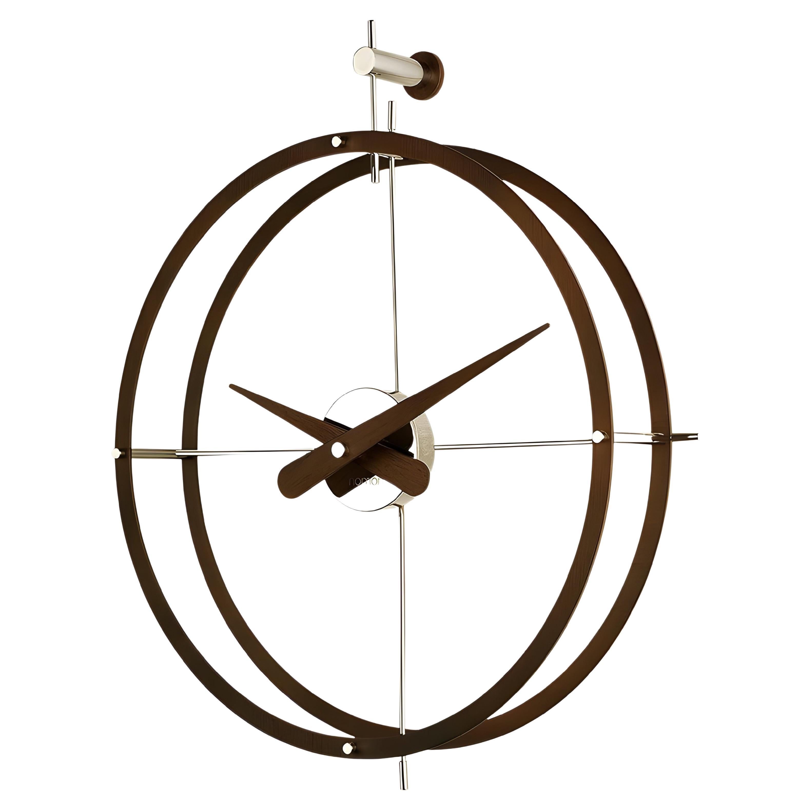 2 Puntos N Wall Clock by Nomon: Modern Chrome and Wood Design
