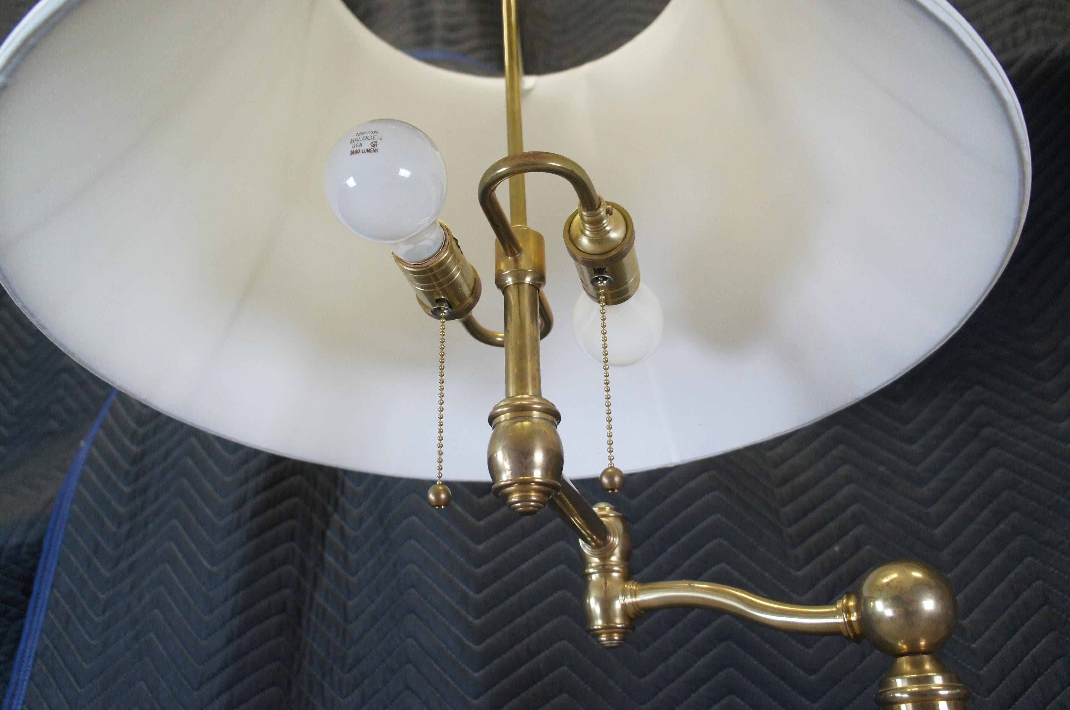 2 Ralph Lauren Antique Brass Sargent Swing Arm Floor Lamps Reading Light Pair For Sale 2