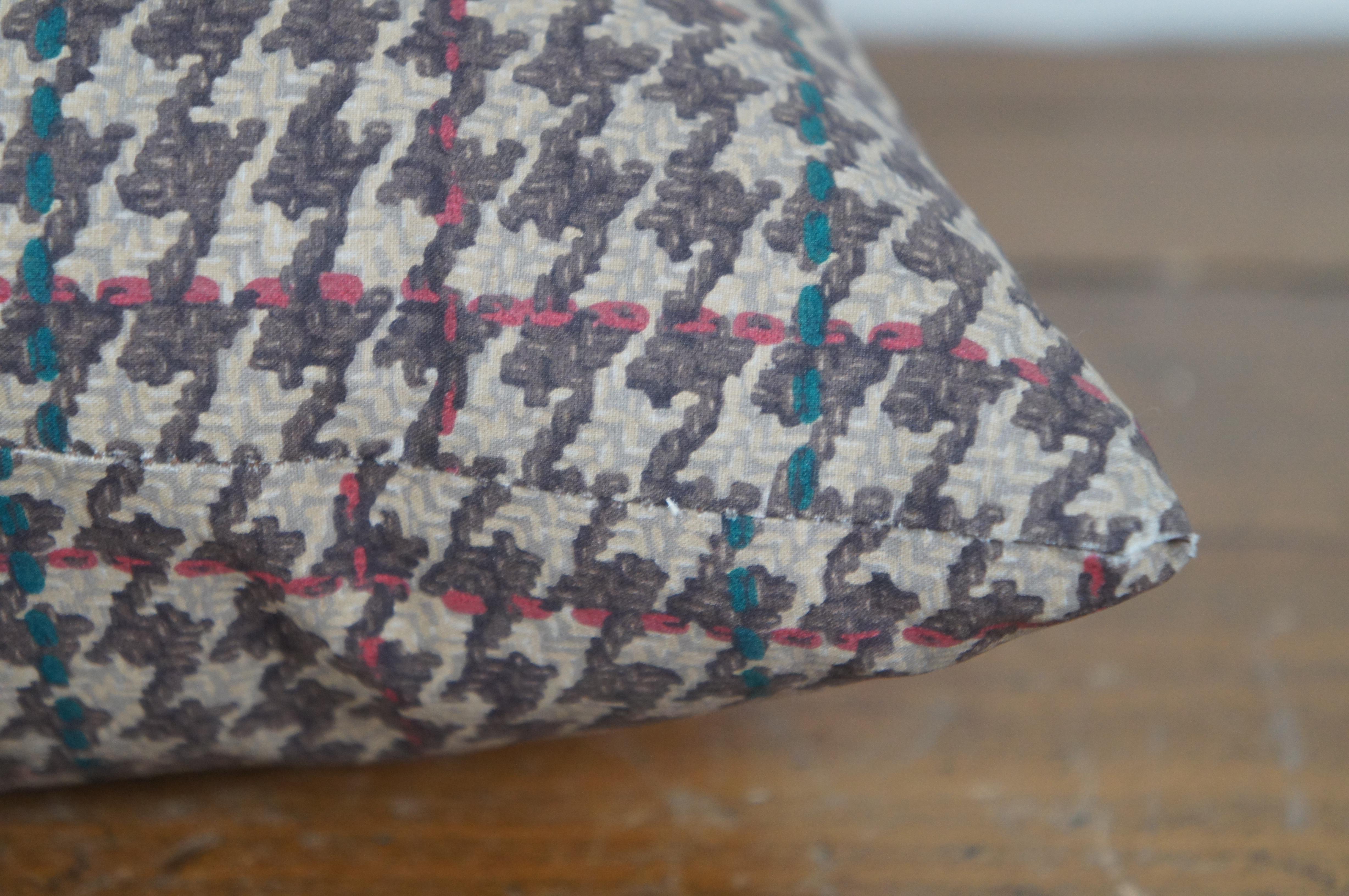 2 Ralph Lauren Down Filled Houndstooth Plaid Lumbar Throw Pillows Pair 16