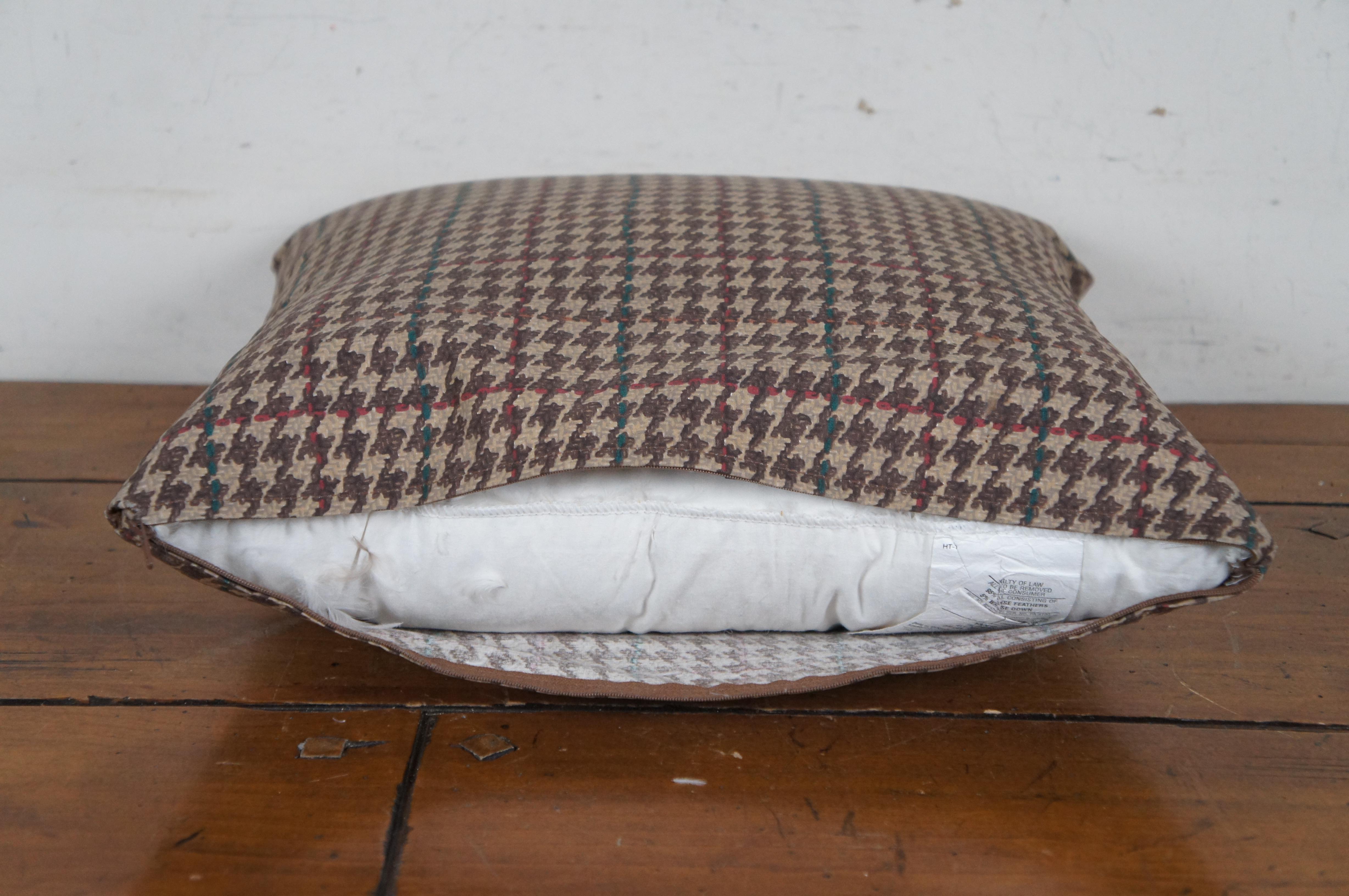2 Ralph Lauren Down Filled Houndstooth Plaid Lumbar Throw Pillows Pair 16