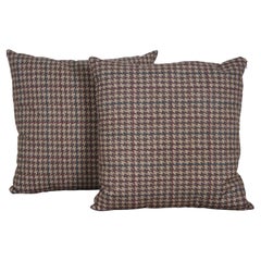 2 Ralph Lauren Down Filled Houndstooth Plaid Lumbar Throw Pillows Pair 16"