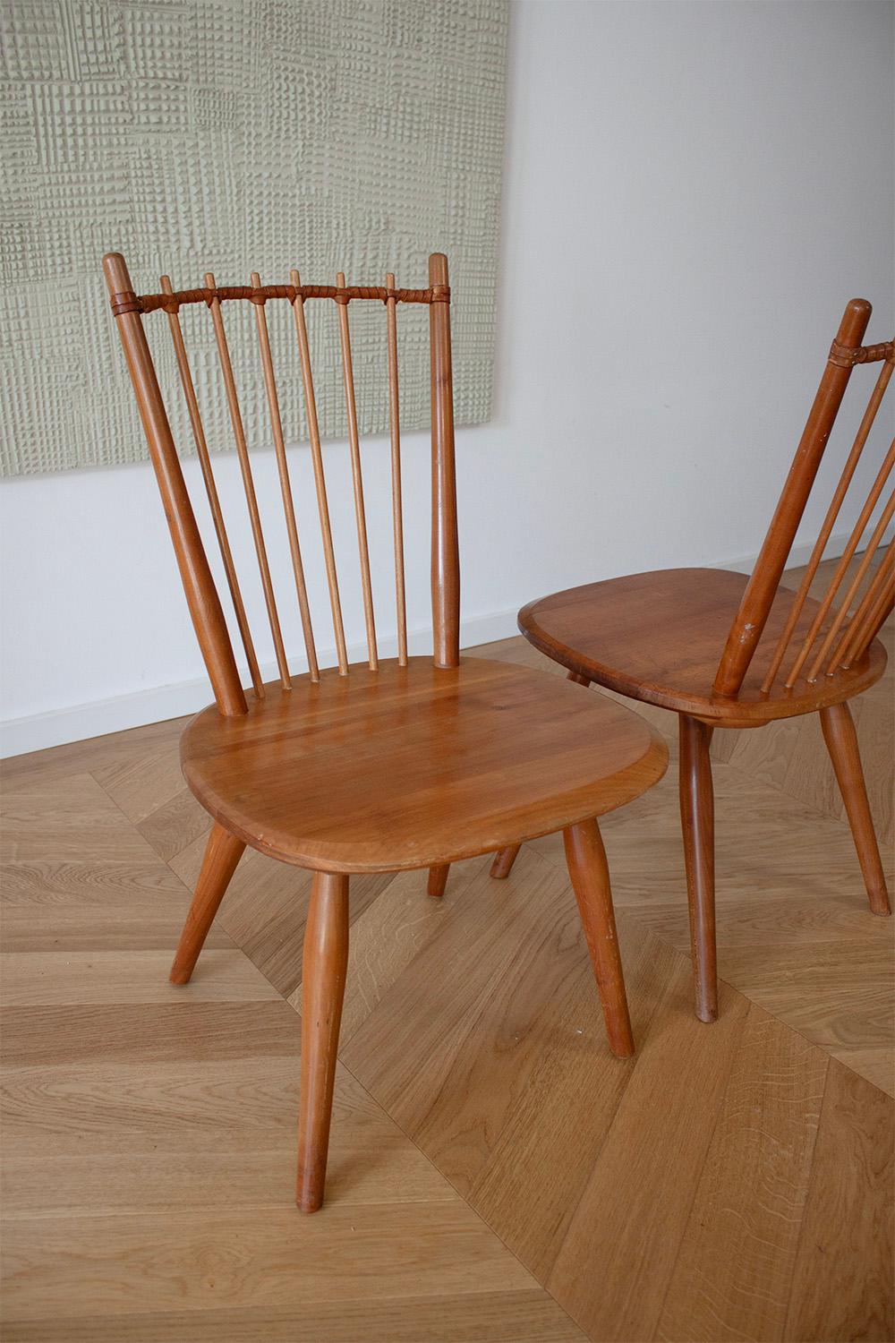 Mid-Century Modern 2 Rare Albert Haberer Dining Chairs from 1950 For Sale