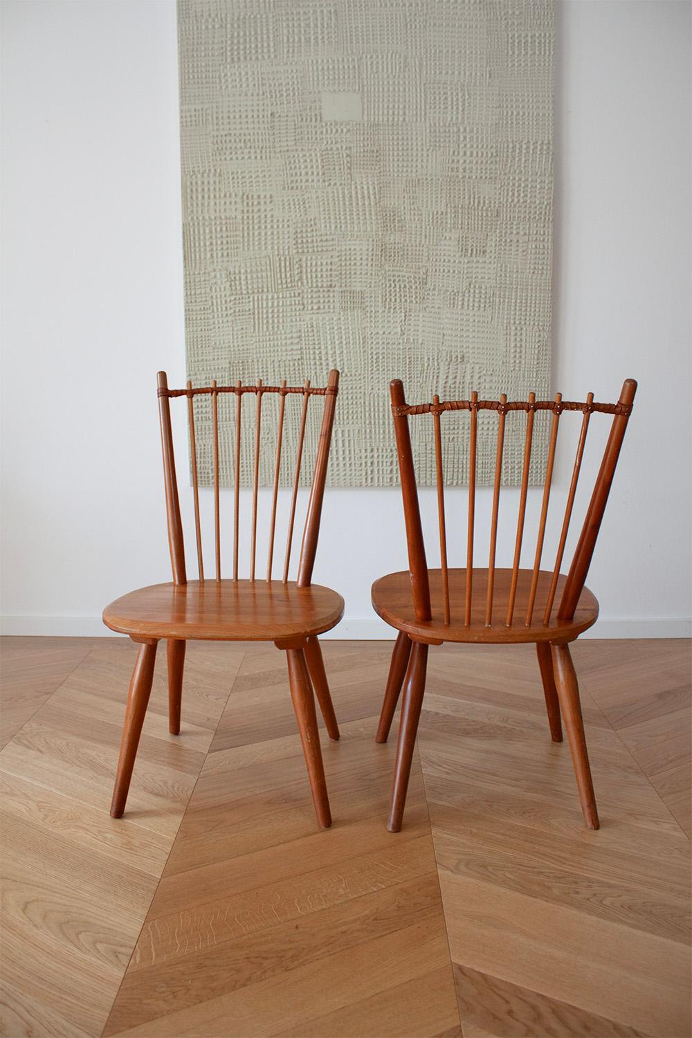 German 2 Rare Albert Haberer Dining Chairs from 1950 For Sale