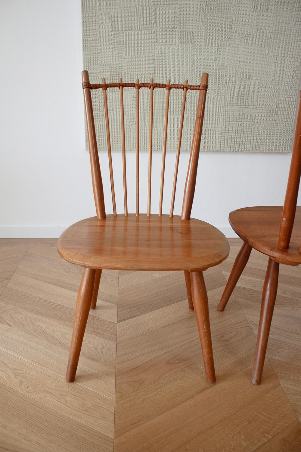 Hand-Crafted 2 Rare Albert Haberer Dining Chairs from 1950 For Sale