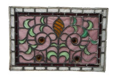 2 Rare Antique American Victorian Aesthetic Period Leaded Stained Glass Windows