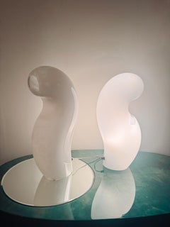 2 Rare Large 1970s Murano “Ghost” Lamps, Gino Vistosi — Hand-Blown Opaline