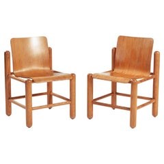 Vintage Knud Friis & Elmar Moltke Nielsen (Friis & Moltke) pine brutalist chairs Getama