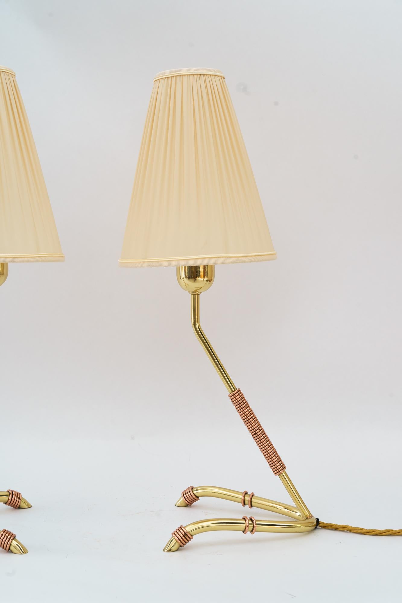 Lacquered 2 rare Rupert Nikoll table lamp vienna around 1950s For Sale