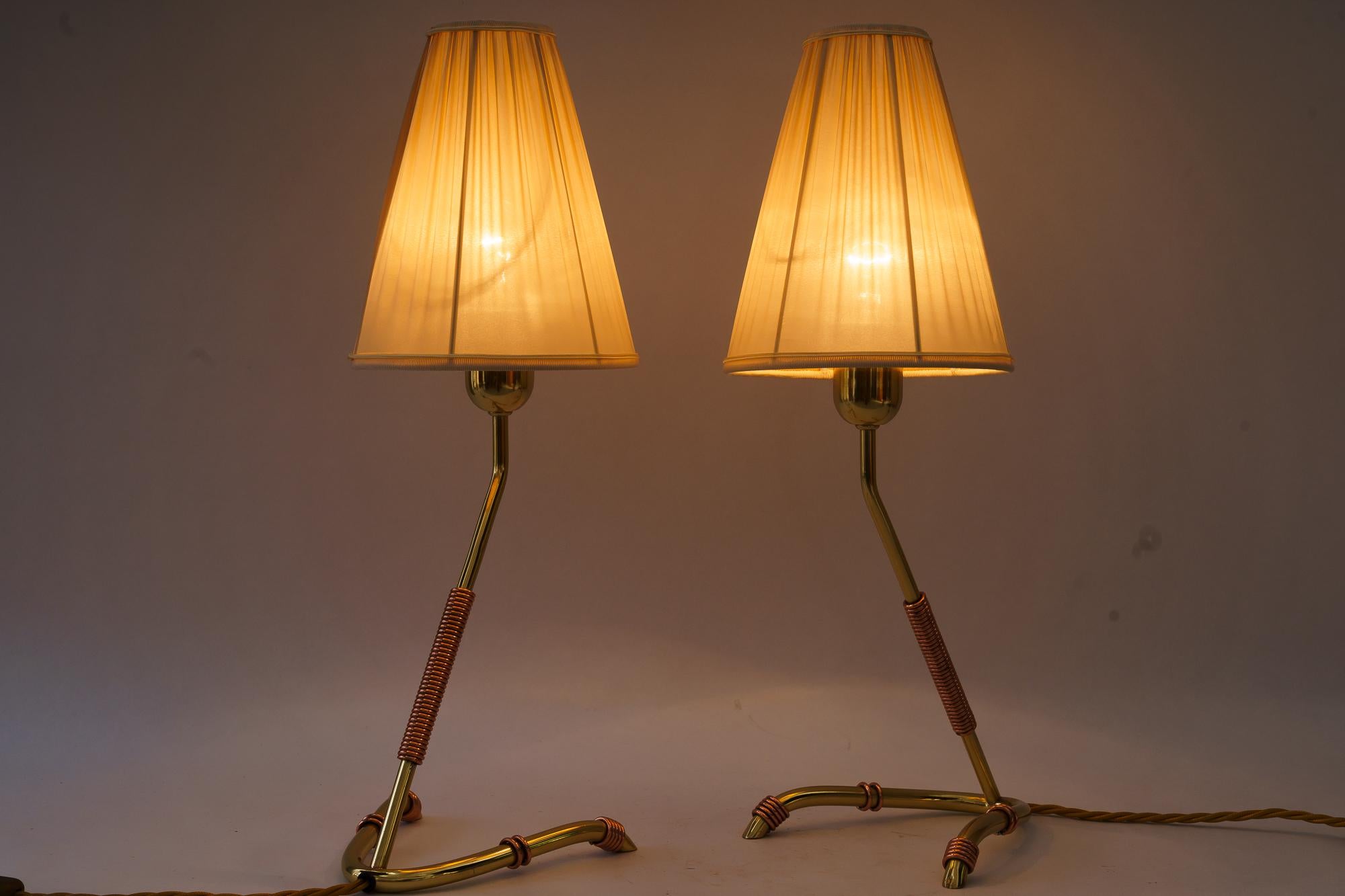 Brass 2 rare Rupert Nikoll table lamp vienna around 1950s For Sale