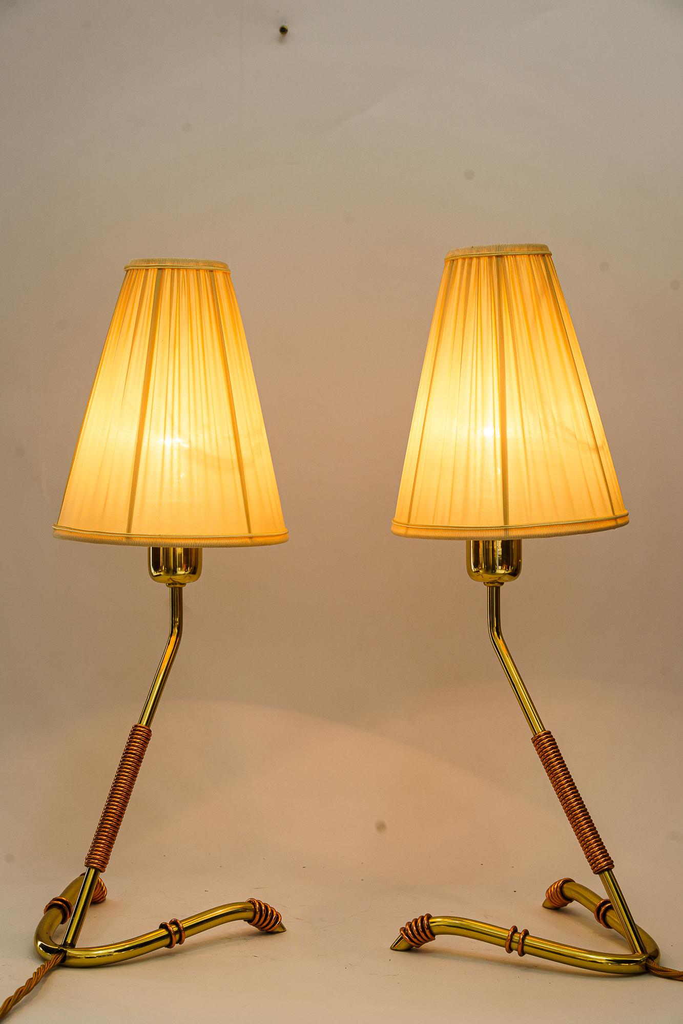 Laiton 2 rares lampes de table Rupert Nikoll vienne vers 1950 en vente