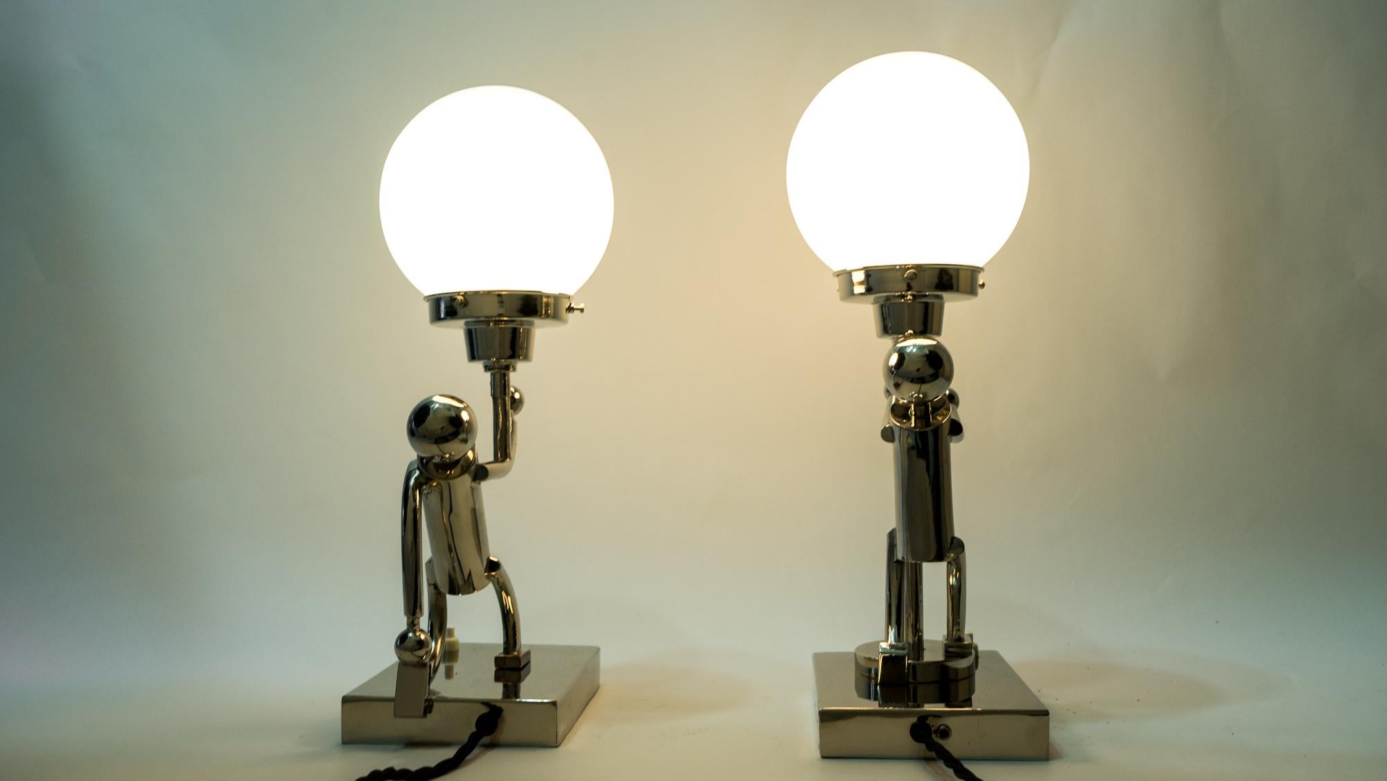 2 Rare Table Lamps in Style of Hagenauer, Vienna, circa 1920s 1
