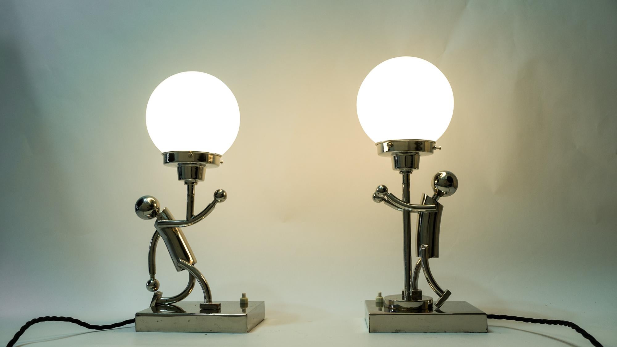 2 Rare Table Lamps in Style of Hagenauer, Vienna, circa 1920s 2