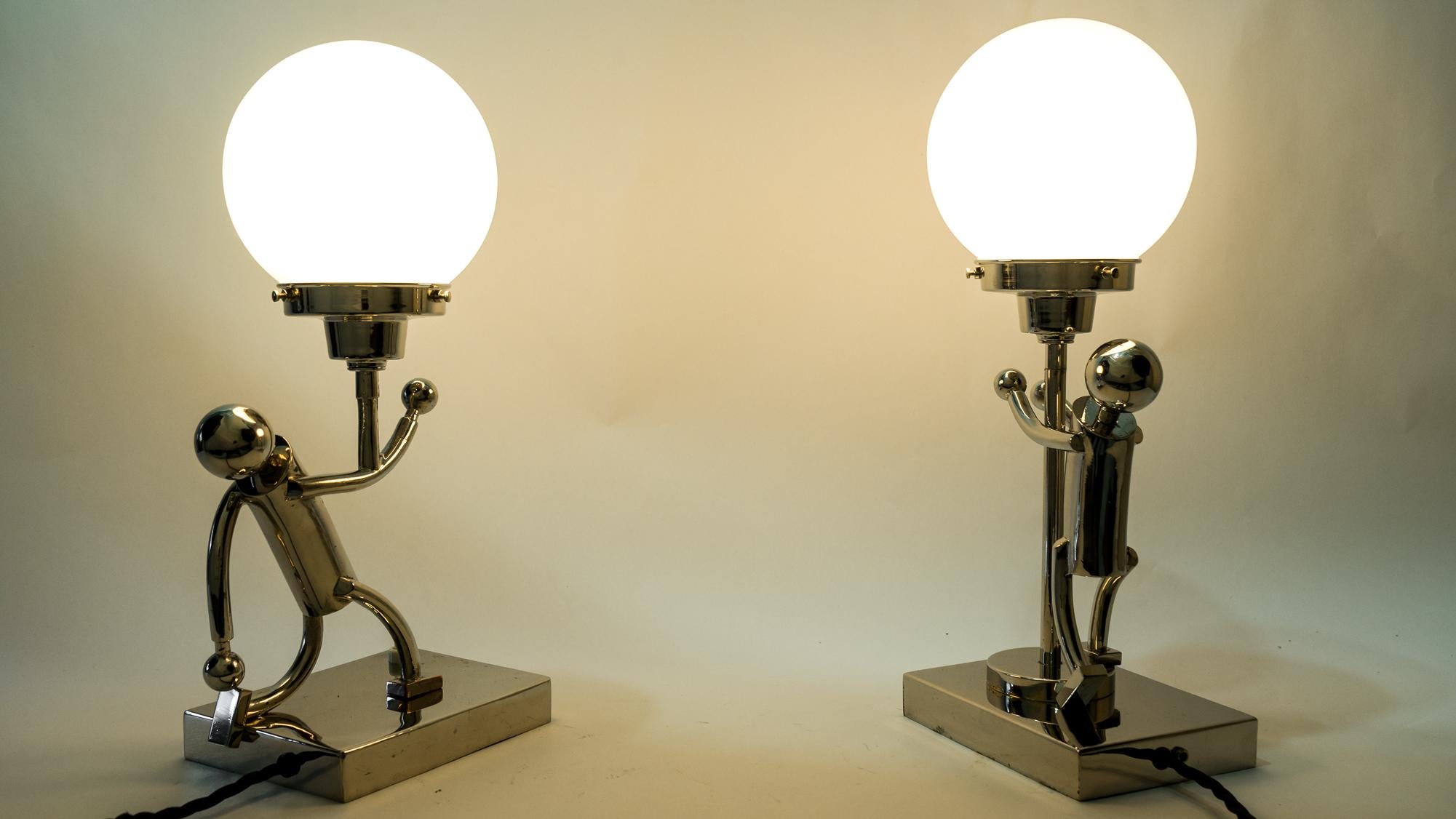 2 Rare Table Lamps in Style of Hagenauer, Vienna, circa 1920s 5