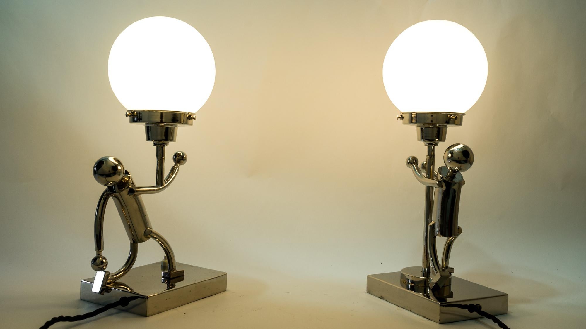 2 Rare Table Lamps in Style of Hagenauer, Vienna, circa 1920s 6